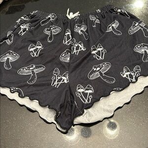 SHEIN Black and White Mushroom Print Shorts